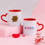 Custom Printed Inner Color Heart Handle Mug